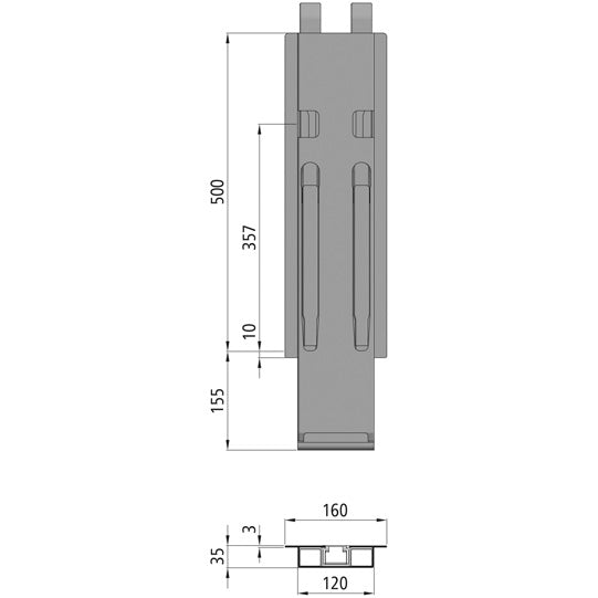 K20 centre pillar, stl., microZINQ 5, 500 mm, w/ holder