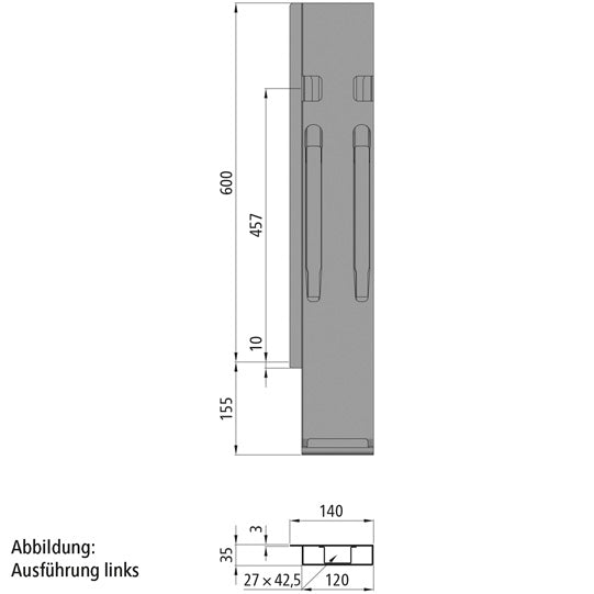 K20 Rear corner stanchion, R, microZINQ 5,600mm,w.lock,DV