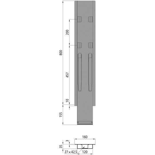 K20 centre pillar, stl., microZINQ 5, 800 mm, w/out holder