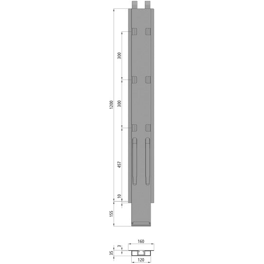 K20 mittstolpe, stål, microZINQ® 5, 1200 mm, med hållare