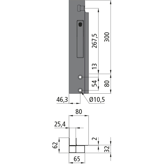 K15 Eckrunge vorne, links, Aluminium, 300 mm