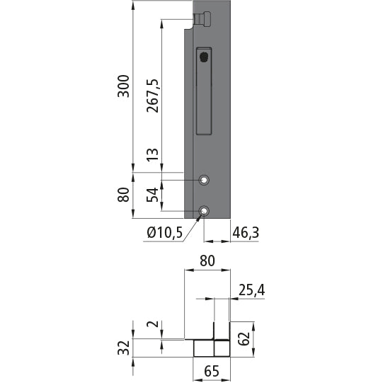 K15 Eckrunge vorne, rechts, Aluminium, 300 mm