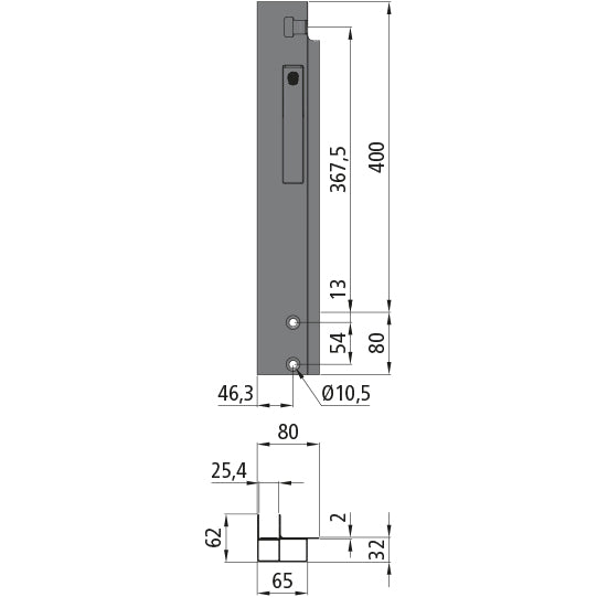 K15 Eckrunge vorne, links, Aluminium, 400 mm