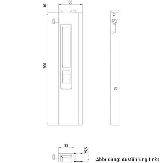 T50 long travel lock, aluminum, 300 mm, R