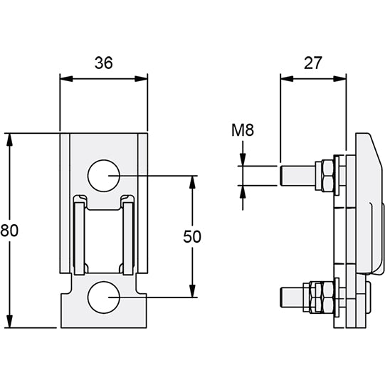 T50 pillarpocket f. T50 centre pillar, long screw 27 mm