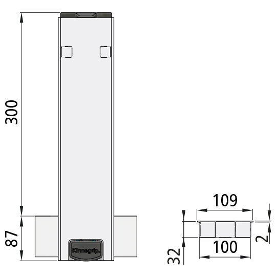 T50 centre pillar, aluminum, 300 mm
