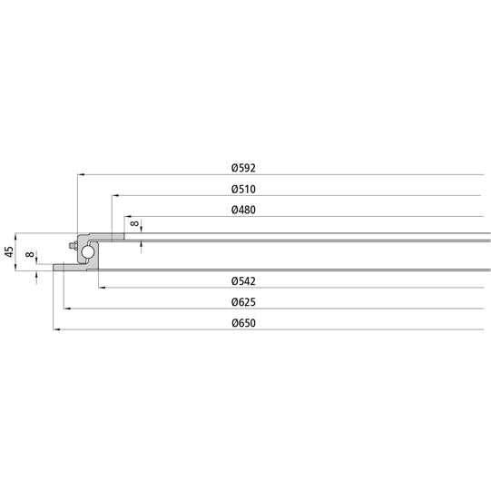 Ball race KLK 650L, undrilled, 15 kN, 650 mm