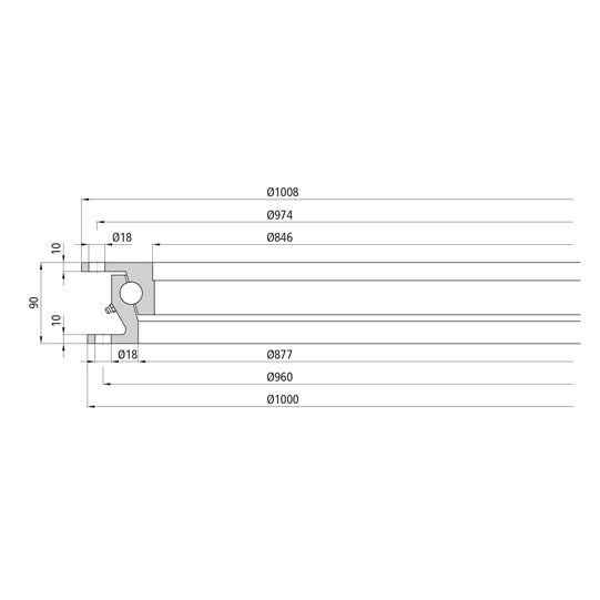 Ball race KLK HE1000-22W, undrilled, 100 kN, 1000 mm