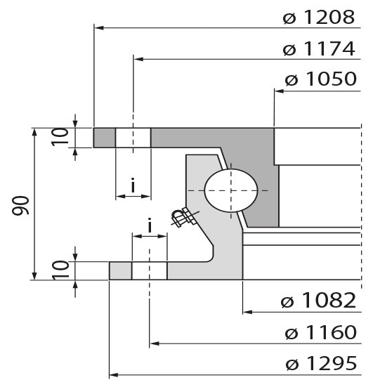 Ball race KLK SO1200-24, undrilled, 180 kN, 1195 mm