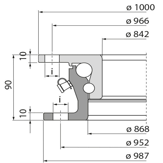 Ball race KLK DR4100010K, hole pattern 1, 160 kN, 987 mm