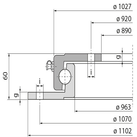 Kullager KLK 1100ND, borrad, 70 kN, 1102 mm