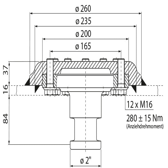 2" kingpin KZ 2816, complete, 16/37 mm, D-value 152 kN