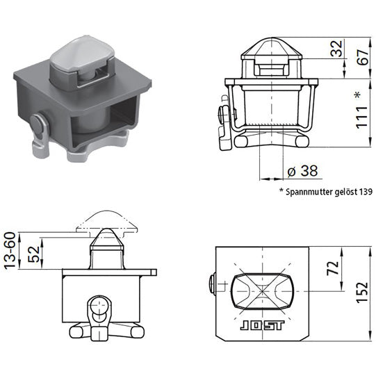 Container lock R 314 F, for container chassis