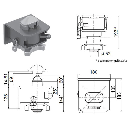 Container lock R 401 VAK, for container chassis