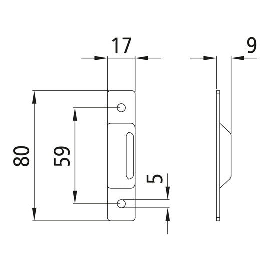 Ctr ret., SS, acc. f. built-in door locks