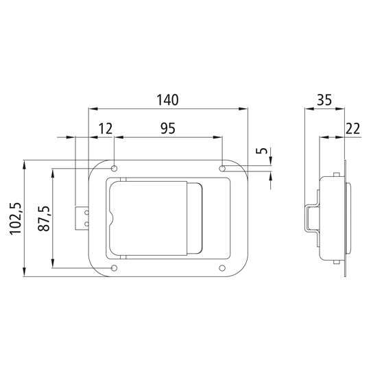 Built-in door lock, SS, w/out lock, SS wedge