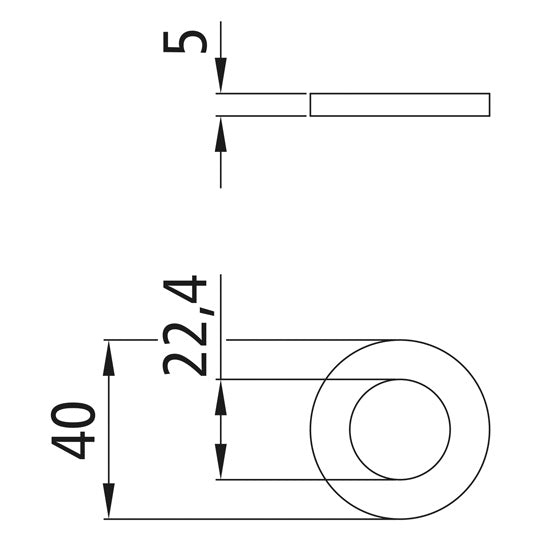 Kulumisenestoaluslevy. ruostumatonta terästä. Ø 22 mm:n tankolukkoon