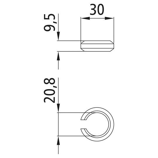 Nylon bush f. tube mtg., Ø 22 mm rotating rod