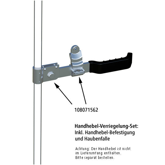 Hand lever lock. set, galvanised, f. Ø 27 mm espagnolette bar