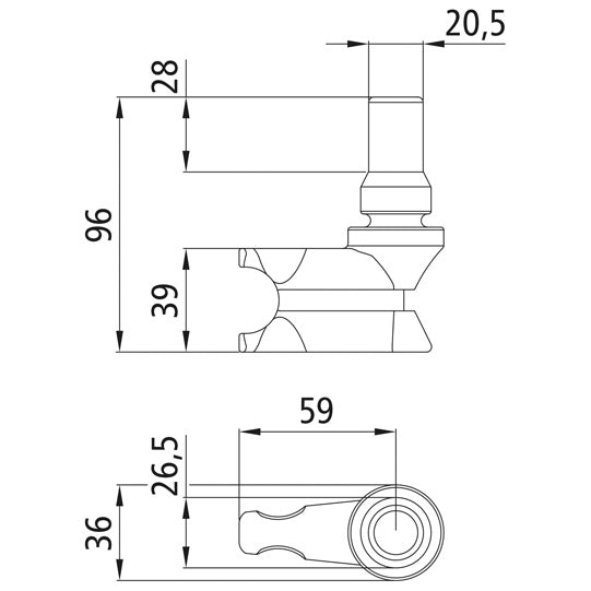 Clamping spigot, BIG 4, for counterholder 108071597, Ø 27 mm