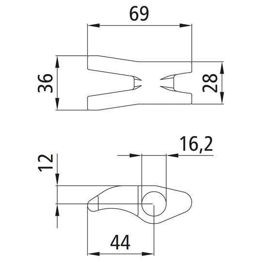 Clamping spigot, SS, Ø 16 mm Turning rod