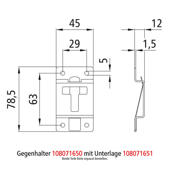 Door ret., retaining part/ctrholder, SS