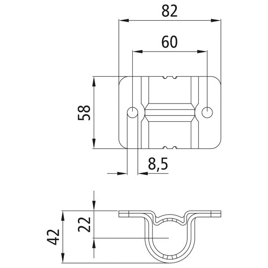 Tube guide, SS, w/ base, f. Ø 22/27 mm espagnolette bar