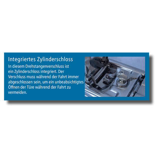 Espagnolette lock, SS, Ø 22 mm espagnolette