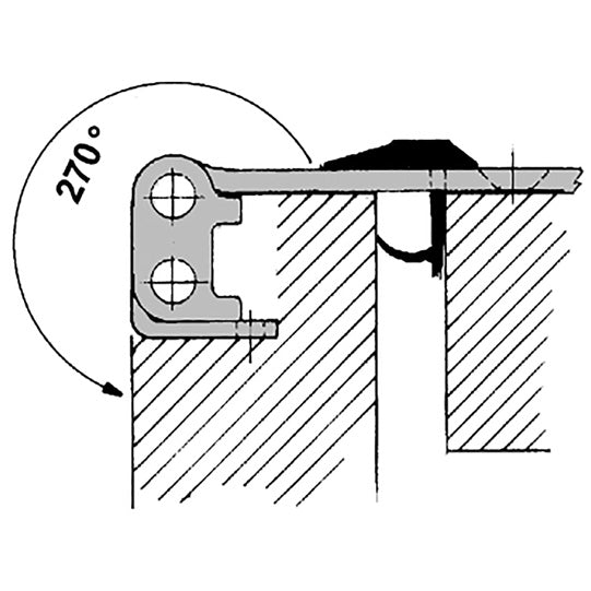 Double-jointed hinge, SS, L 249 mm, W 90 mm, H 21 mm