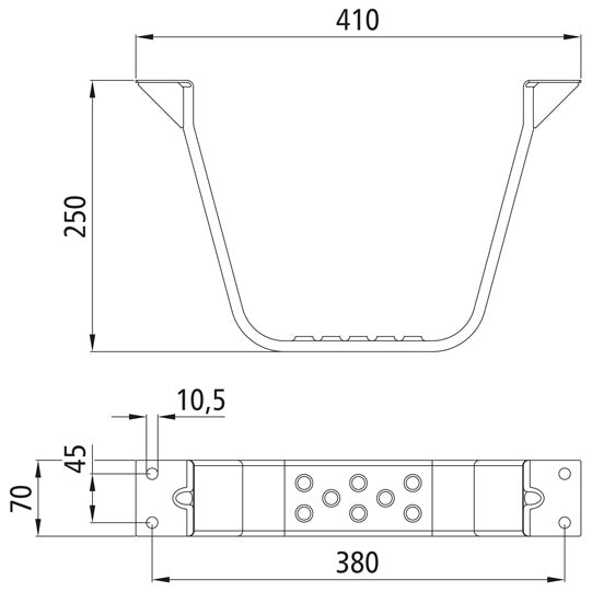 Step bracket, galvanised, height 250 mm, approx. 175 x 70 mm