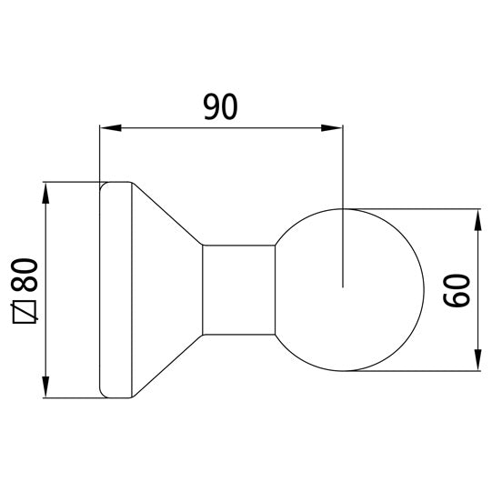 Svetskula 2002 Kula Ø 60 mm, med fyrkantig tapp