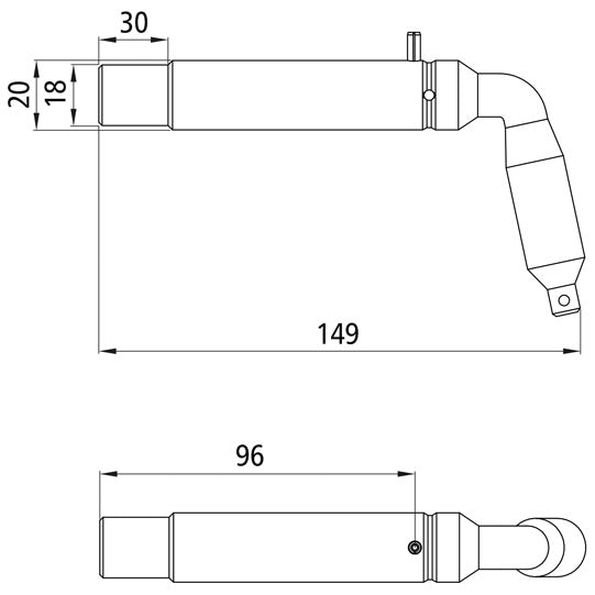 Hylsstift 2004, 20/18mm, 1-stifts lås, stål/zink/nickel