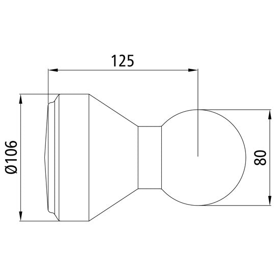 Weld-on ball 3002 Ball Ø 80 mm, w/ round spigot