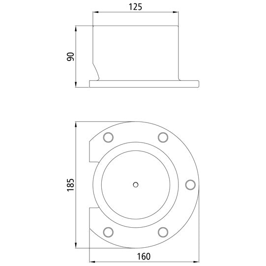 Ball swivel bearing 6001, f. ball Ø 100 mm, raw stl.