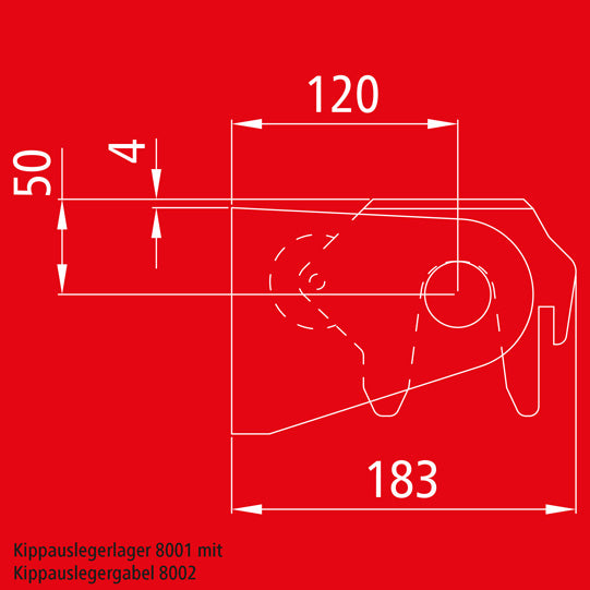Tilting bracket bearing 8001, socket pin bore 24/24 mm, raw stl