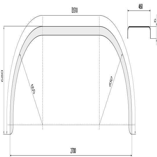 Mudguard D ALQ 46270 (round), chequer plate