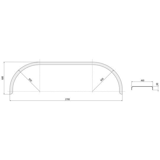 Mudguard D ALQ 46270 (round), chequer plate