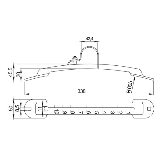 Mudguard bracket - VR 42.4, galvanised