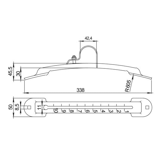 Mudguard mounting bracket VR 42,4, black CTL-coated