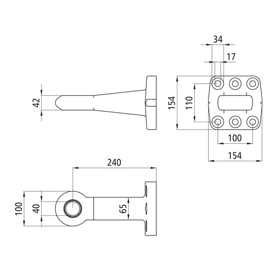 Drawbar eye 40 B w/ flange, 6-hole
