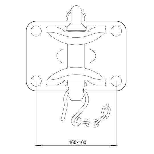 Ring spring towing hitch, 6451 V, 50 t, hole pattern 160x100 mm