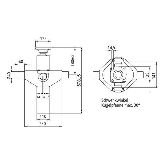 Tipping cylinder type TZE 3P 6012, stroke volume 6.4 l