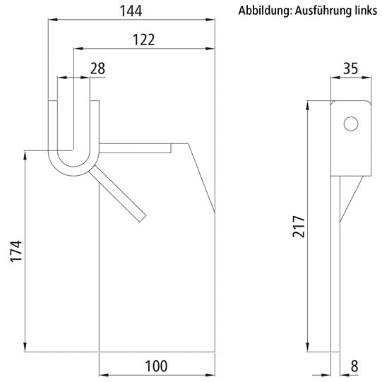 Self-aligning bearing 171, right, raw steel