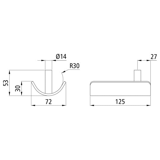 Single tarpaulin tube holder, f. Ø 60 mm, untreated