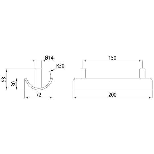 Double tarpaulin tube holder, for Ø 60 mm, untreated