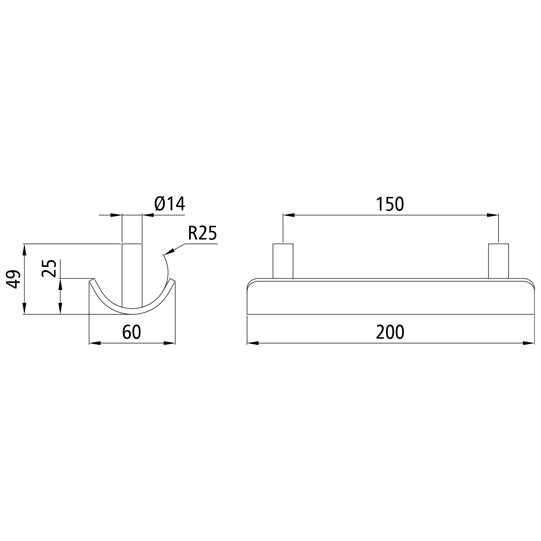 Double tarpaulin tube holder, f. Ø 50 mm, untreated