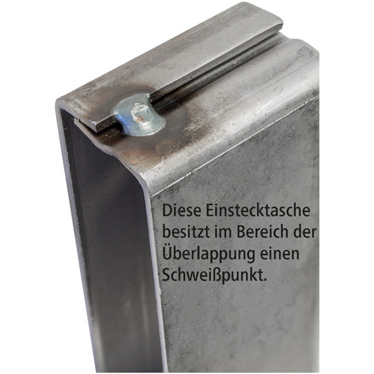 Insert pocket, closed,w.hole,50x110x26mm,raw,welded