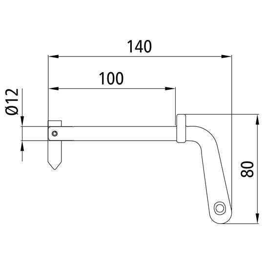 Socket pin 12 x 80 mm, w/ tongue, raw stl.