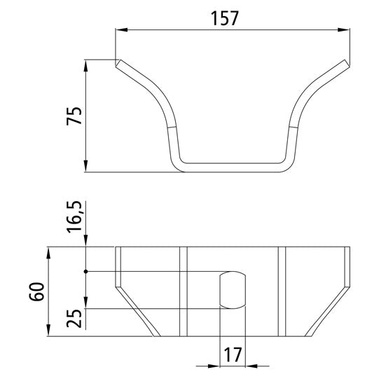 Weld-on bracket/bracket size 2, raw stl., 157 x 6 mm