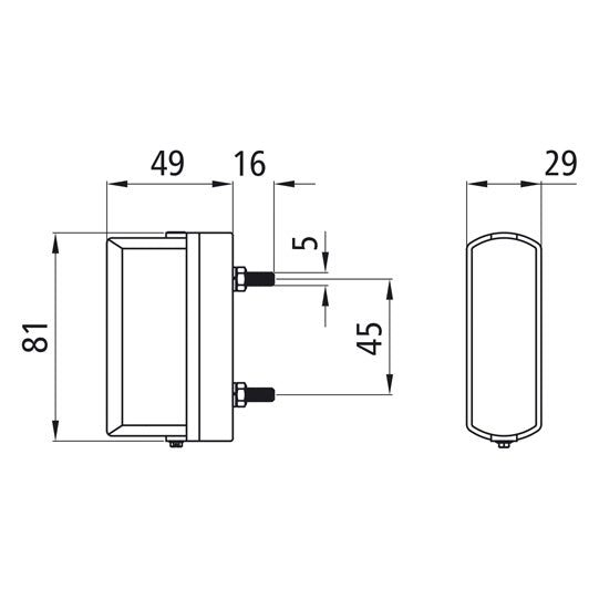 Regpoint small, 12 V/24 V, KZL, loose, with grommet